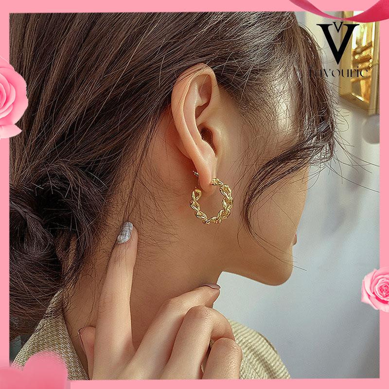 [COD]Anting-Anting Retro Fashion Logam Berongga Rantai Stud Earrings Premium Sense Earring-FA