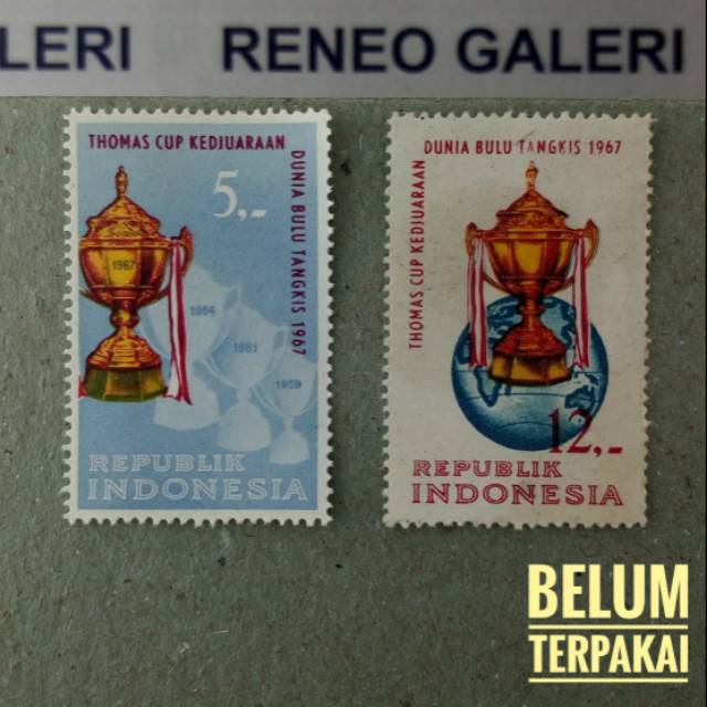 

(2 pcs) Set Lengkap Perangko seri Thomas Cup tahun 1967 paket prangko lama kuno jadul filateli