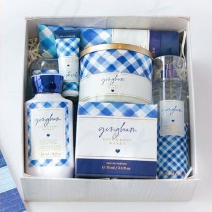 BATH &amp; BODY WORKS BBW GINGHAM 3-WICK SCENTED CANDLE 411 G LILIN WANGI 3 SUMBU UKURAN BESAR PENGHARUM RUANGAN