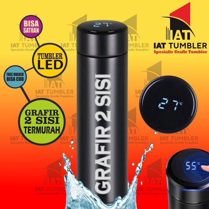 Tumbler Led Suhu Custom, Tumbler Led Suhu Grafir Tumbler Custom 2 Sisi Termurah