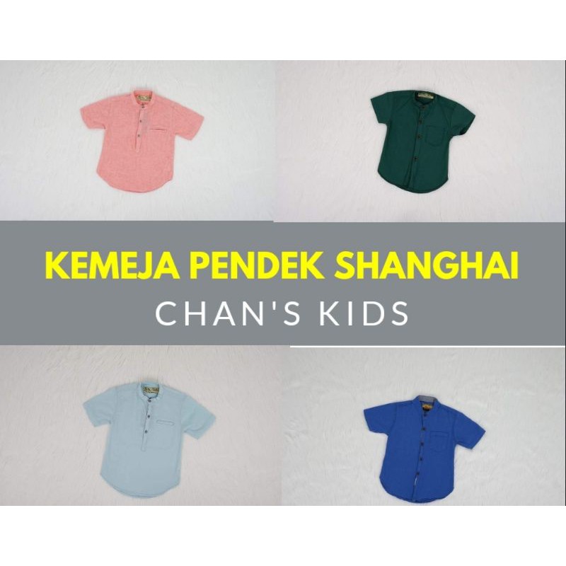 kemeja pendek krah Shanghai katun