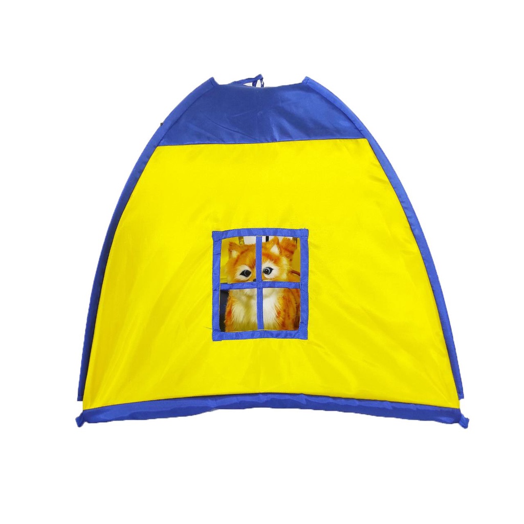 Tenda Kucing Mini 50x50x50cm Biru Kuning