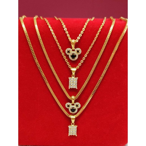 KALUNG ANAK NORI UKIR + LIONTIN PERAK 925 LAPIS MAS 24K