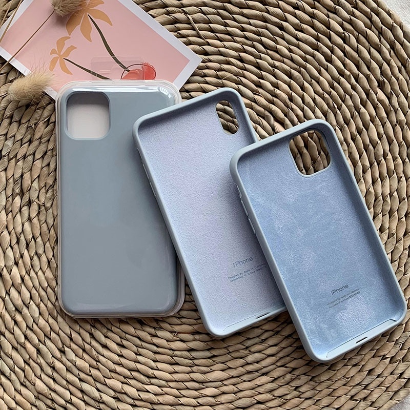 Soft Case Bahan Silikon Warna Biru Abu-Abu Untuk Iphone 13 12 11 Pro X Xs Max 6s 7 8 Plus