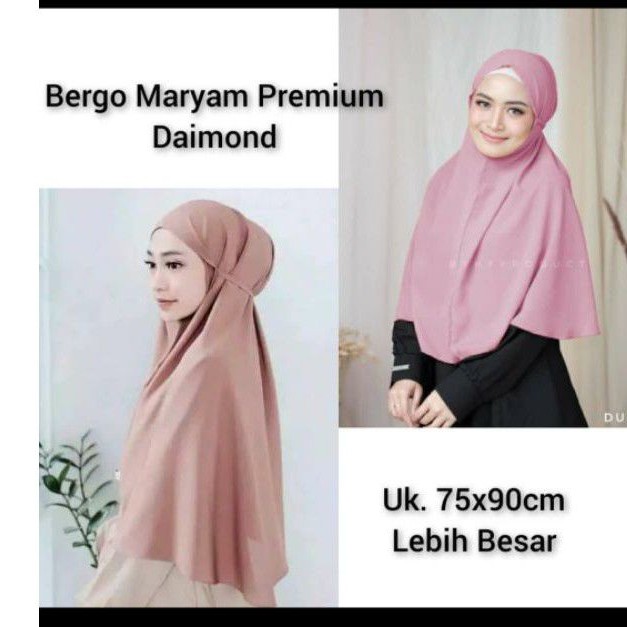 Bergo Maryam Premium Diamond ( Lebih Besar/Panjang ) Uk. 75x90cm