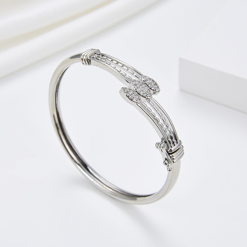 Agate 52b Gelang Titanium Wanita Bangle Bracelet Terbaru Anti Karat Dan Keroncong Lilit Asli Silver 
