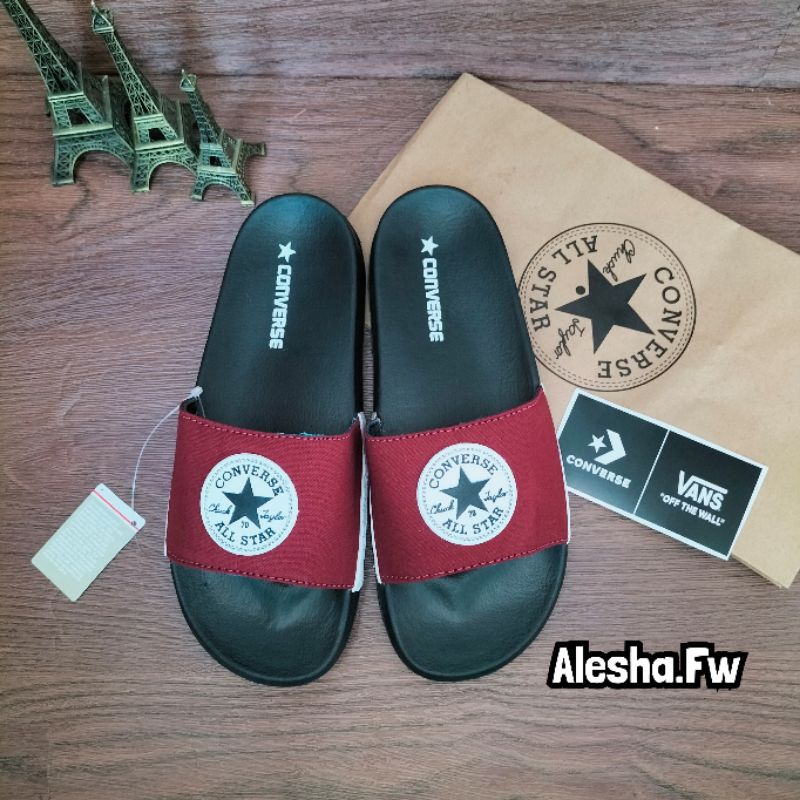 SANDAL SLIDE CONVERSE MAROON PREMIUM / SANDAL SLIDE CONVERSE MERAH MARUN /SENDAL SLOP TERLARIS /Sendal TERMURAH