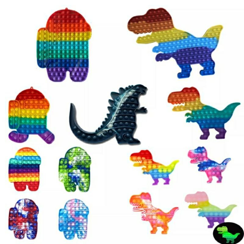 [Grosir] Pop It Hewan Rainbow | Popit Binatang Lucu Pelangi Warna-warni-1