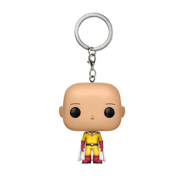 1pc Funko POP Gantungan Kunci Action Figure One Punch Man Saitama Bahan PVC Untuk Koleksi