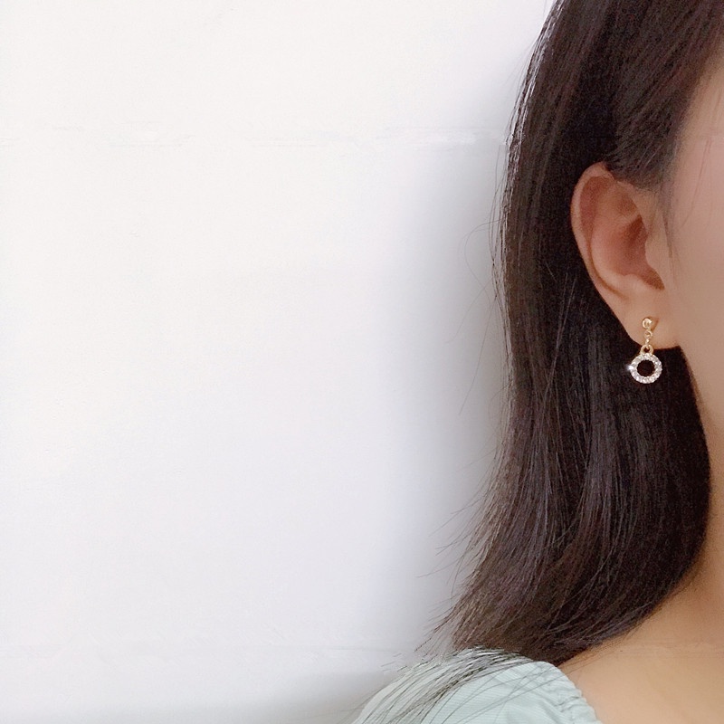 We Flower Korean Small Round Crystal Dangle Earrings for Women Girls Chic Ear Jewelry