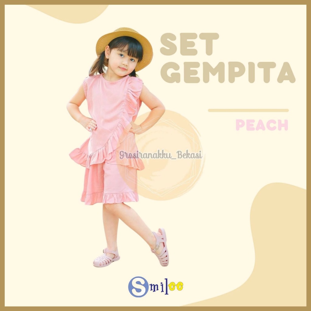 Setelan Anak Rayon Gempita Smilee Warna Peach Size 1-5 Thn