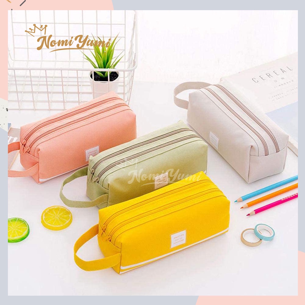 

NomiYumi - Kotak Pensil Dual Zipper I Dompet Pensil 2 Pouch I Tempat Pensil Serbaguna Candy I Stationery Dual Zipper Bag