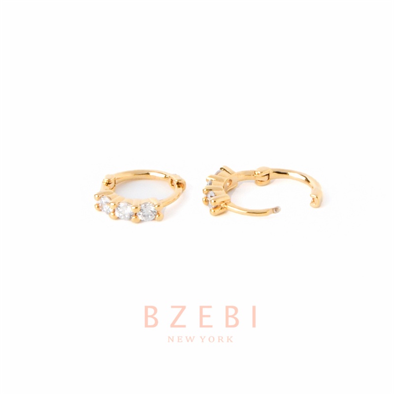 Bzebi Anting Bulat Mini Warna Gold 916 Hias Berlian Imitasi Gaya Korea Untuk Wanita 475e