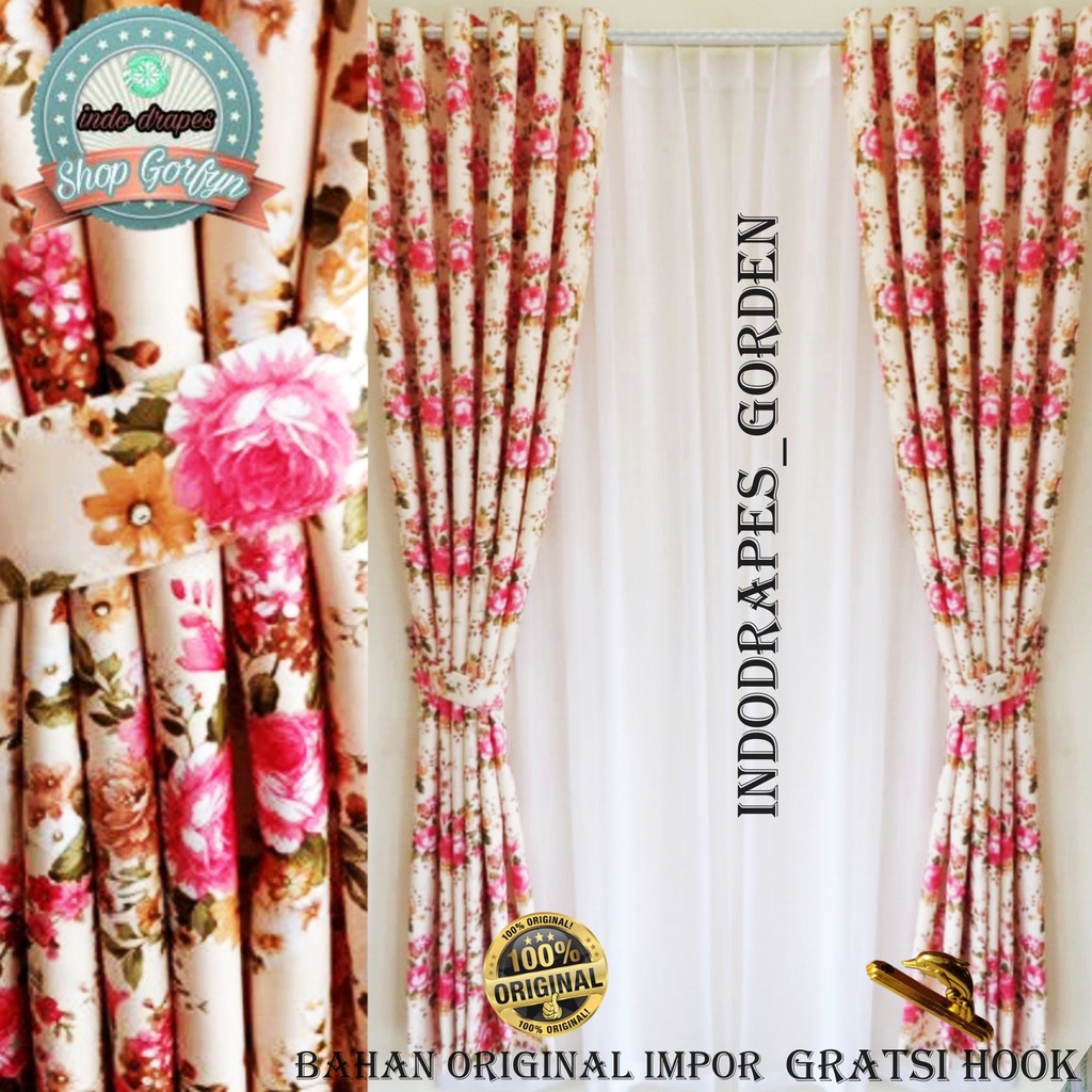 Gorden Jendela Kamar Tidur Blackout Shabby Chic Ungu Bolak Balik