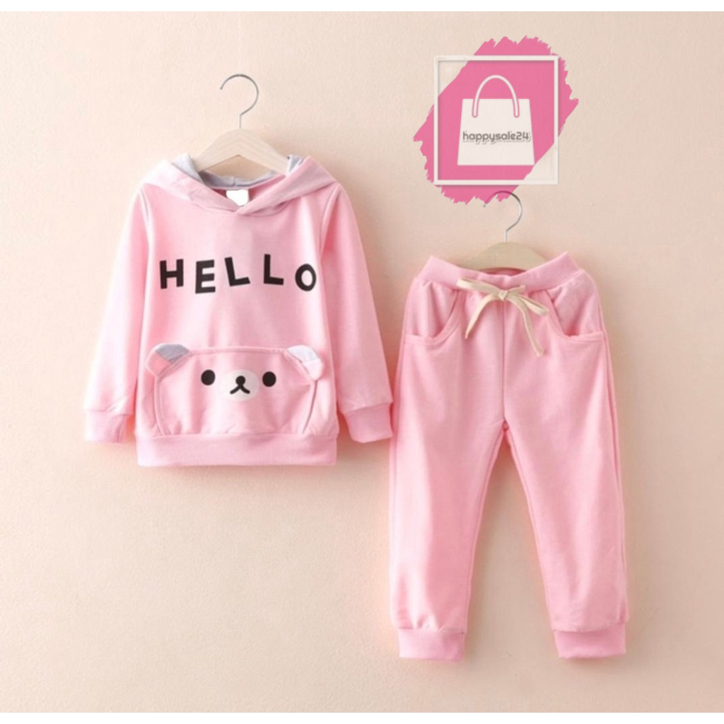 PROMO SETELAN JAKET HOODIE ANAK PEREMPUAN MOTIF HELLO 1-5 TAHUN PROMO JAKET HOODIE JAKET ANAK LAKI LAKI DAN PEREMPUAN