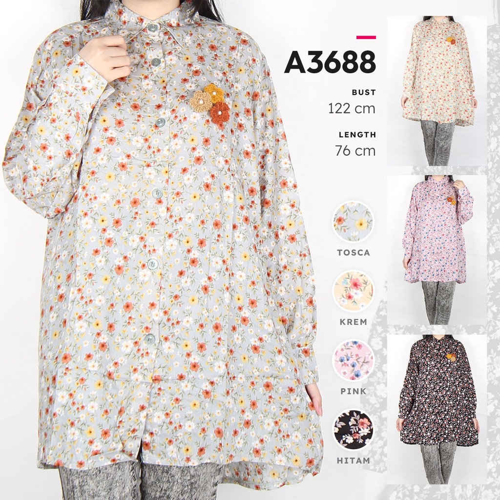 Maliju Tunik Jumbo LD 122 CM Bigsize Bunga Busui Katun Rayon - A3688