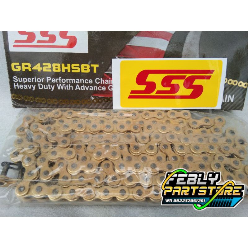 RANTAI SSS 428 HSBT 120L 130L GOLD RANTAI TRIPLE SSS GOLD 428 120L 130L TIGER CB GL MEGAPRO GL100 FU
