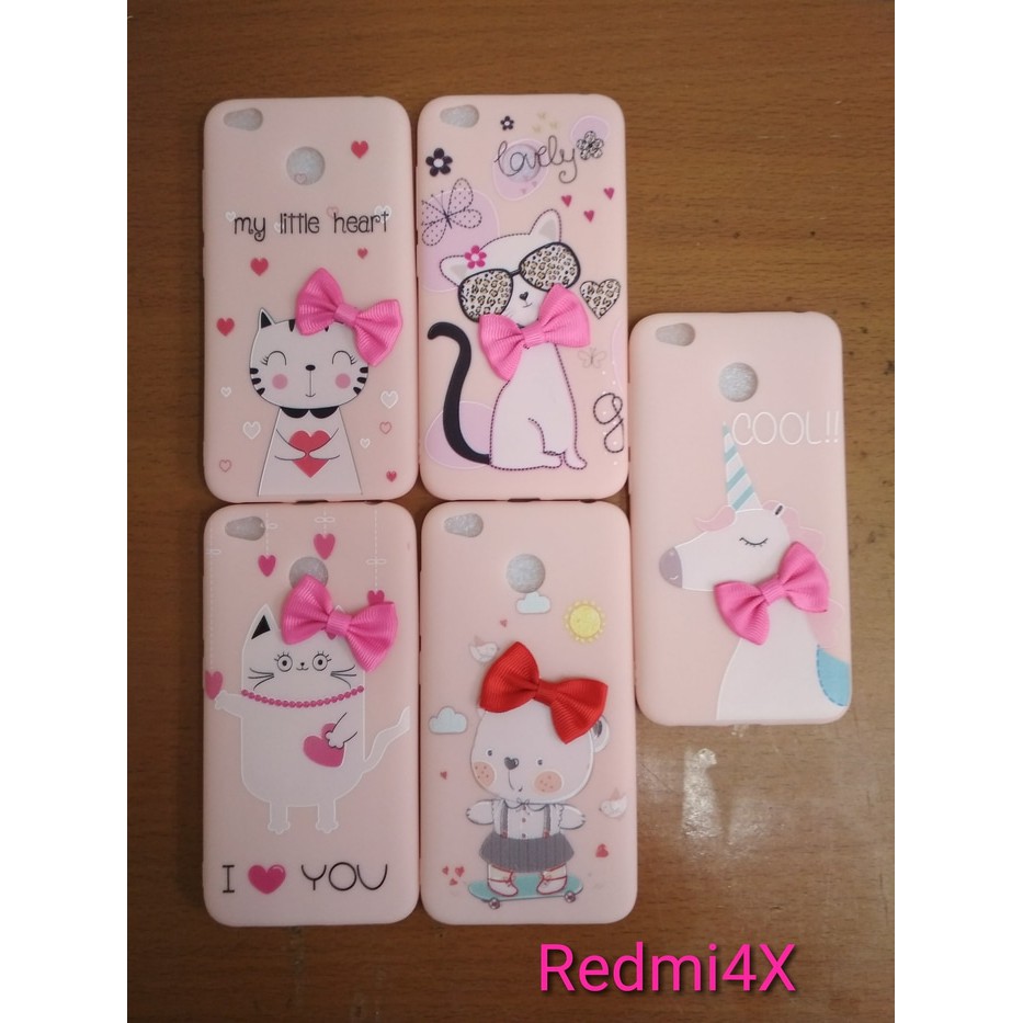 Softcase TPU 3D Pink Cute Cartoon Case Cover Casing Xiaomi Redmi 4X