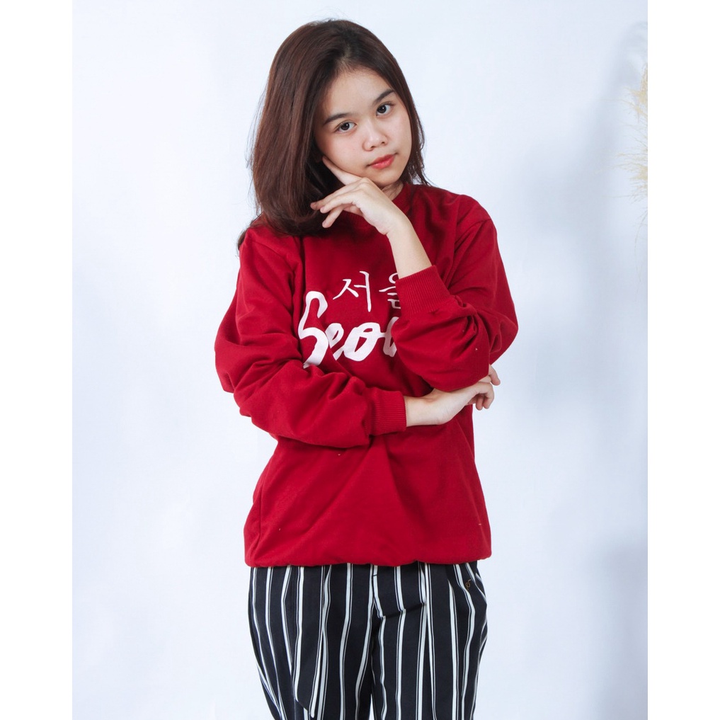 Promo Baju atasan wanita terbaru Sweater Wanita SEOUL Crewneck