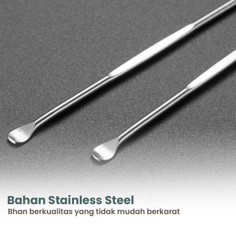 Korek Kuping Stainless Steel 1Box 6pcs Ada kuas pembersih 1set Alat Pembersih Telinga Spiral 1kotak Bisa Baby Bayi Anak Dewasa