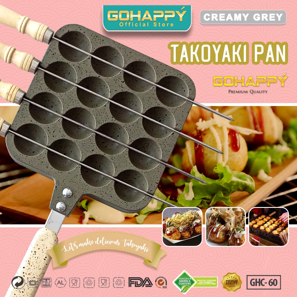 CETAKAN KUE CUBIT TAKOYAKI GOHAPPY Anti lengket creamy panci marble cetak poffetjes ball pan