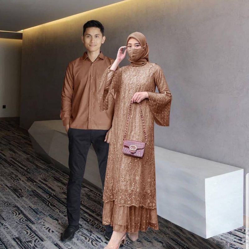 Baju Couple Lebaran Suami Istri Motif Polos/Baju Sepasang Kekasih Cp Agoda
