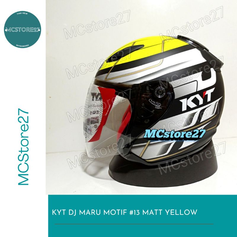 HELM HALF FACE KYT DJ MARU MOTIF SERI 13 YELLOW MATT/DOFF