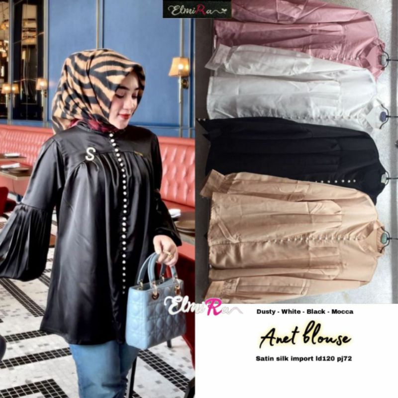 ANET BLOUSE BY ELMIRA (BLOUSE MUSLIMAH) Blouse wanita satin