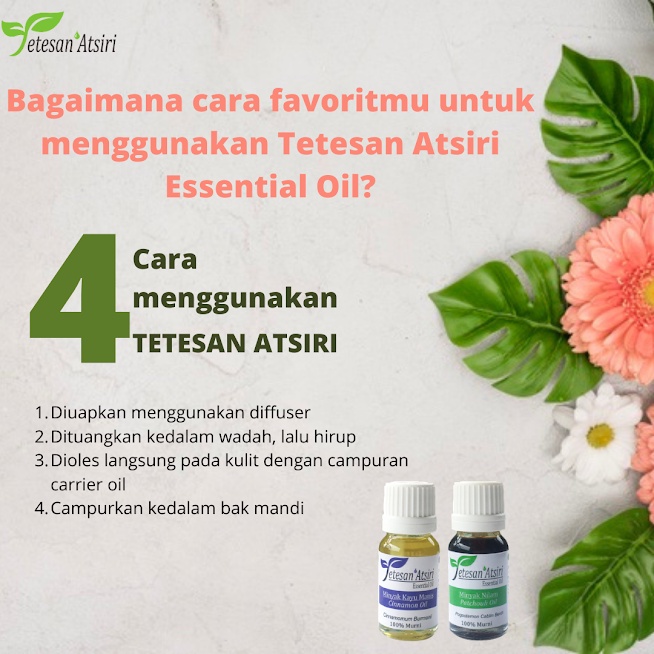 10ml minyak atsiri murni pure essential essensial esensial oil aromatherapy aromaterapi diffuser humidifier peppermint vetiver ylang cajuput kayu putih lavender nilam pala lemongrass cinnamon eucalyptus tea tree cajuput sereh wangi asli penyulingan