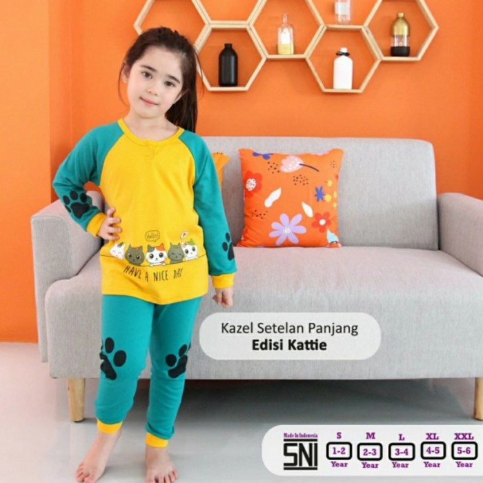 KAZEL Piyama Anak Setelan Panjang Kaos Baju Tidur Anak 1-5 thn Setelan Anak Baju Tidur Baju Harian