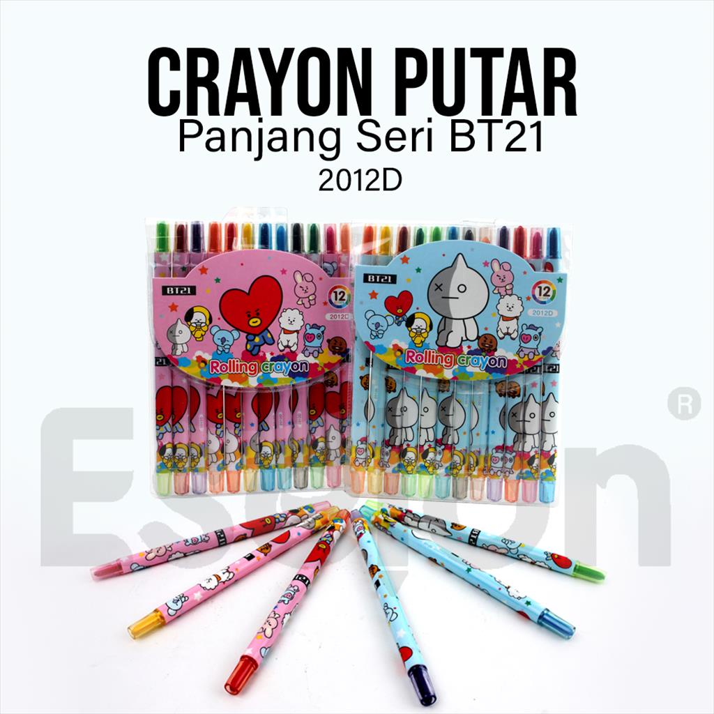 

1pack Crayon Putar Panjang BT21 / 12w Crayon Putar Panjang