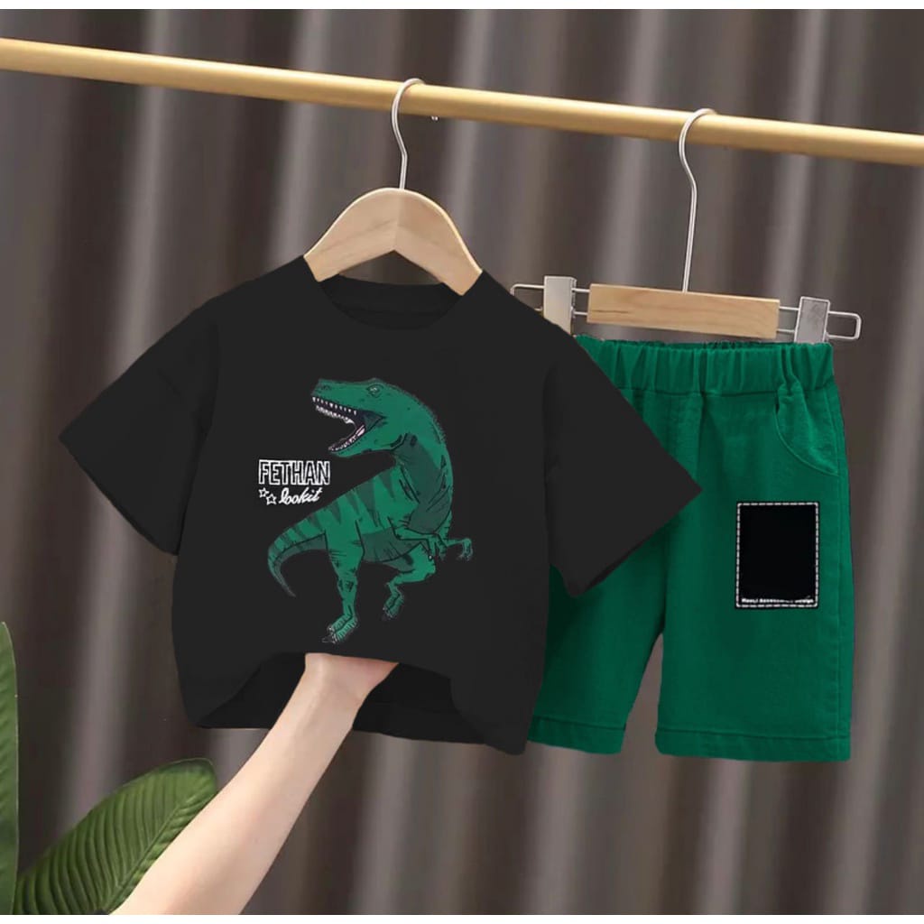 SETELAN ANAK BAJU PAKAIAN ANAK LAKI LAKI DAN PEREMPUAN TERBARU DAN TERKINI SETELAN DINOSAURUS 1-5 TAHUN