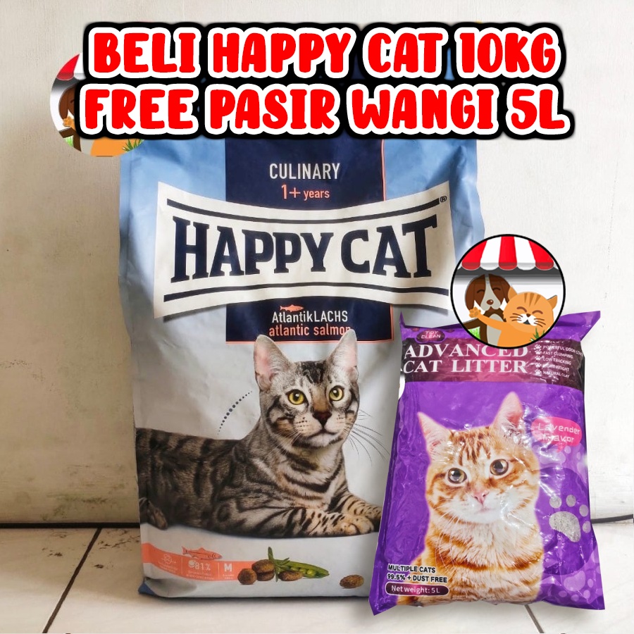 Happy Cat Culinary Atlantic Salmon 10kg Free Pasir Gumpal Wangi 5 Lt