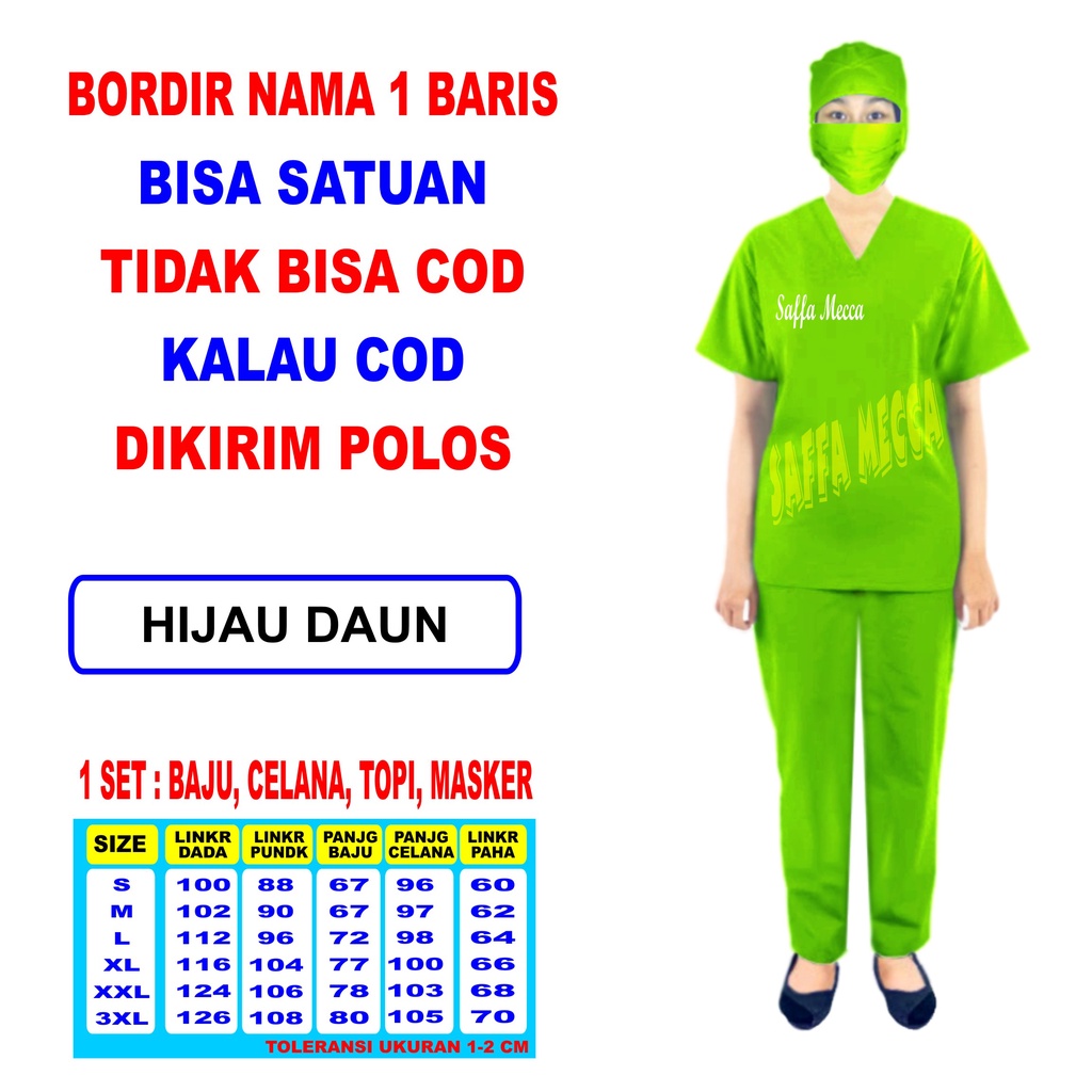 BAJU OKA BORDIR NAMA  / BORDIR NAMA  BAJU OKA / SERAGAM OKA  BORDIR NAMA  / BAJU JAGA / BAJU PERAWAT LENGAN PENDEK TANPA COD