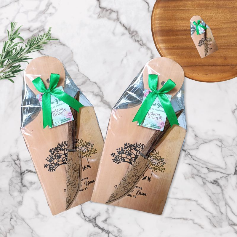 SOUVENIR PERNIKAHAN TALENAN SABLON DAN PISAU FREE DESAIN SUDAH KEMAS, SPUVENIR TELENAN