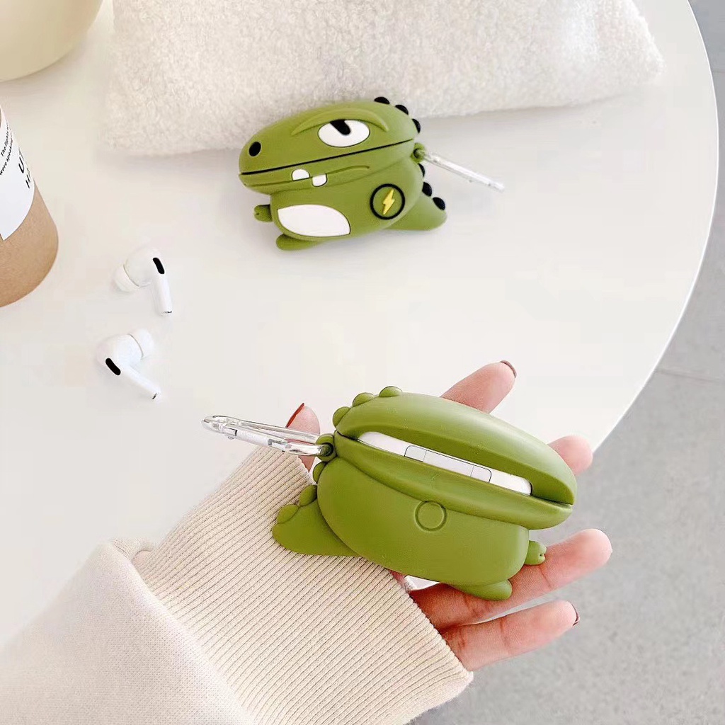 Case Penyimpanan Earphone Bluetooth Desain Kartun Dinosaurus Hijau Untuk Airpods 1 2 3 I13 pro Inpods 3 13 12 I12 I11 I9S I23