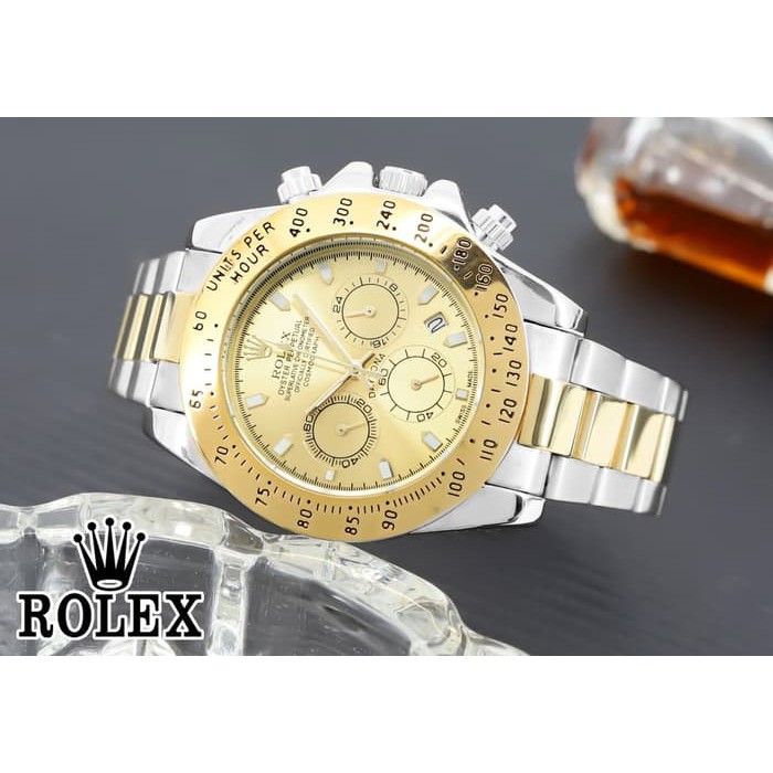 Jam Tangan Pria Rolex Daytona Chrono Aktif On Rantai Kombinasi Gold