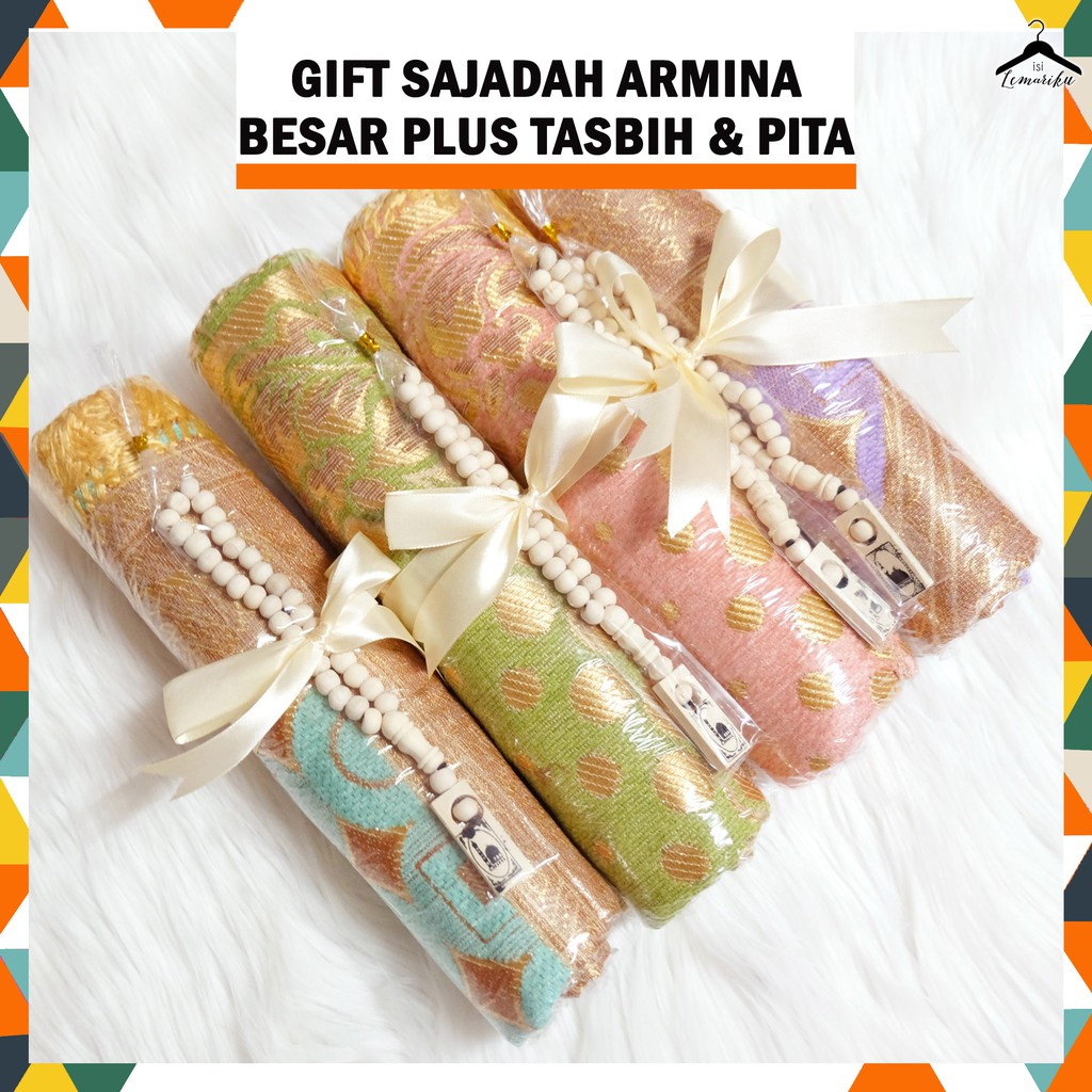 GIFT Sajadah ARMINA Besar Tasbih &amp; Pita Souvenir