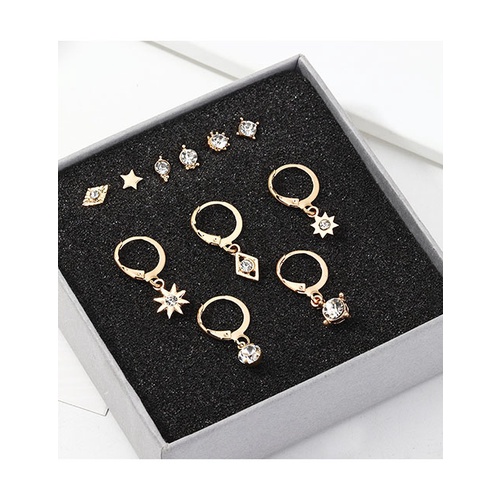 LRC Anting Set Fashion Golden Zircon Sun Star Mango Alloy Earring Set K01086