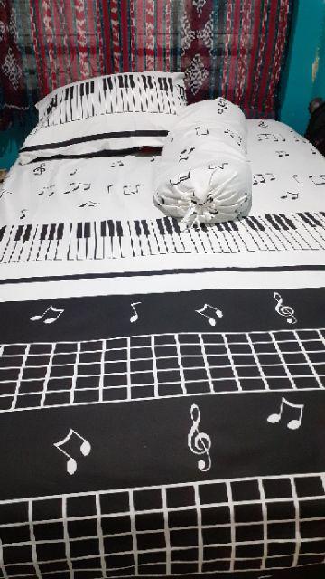 Sprei Motif Piano Motif Musik Katun Lokal Uk King Queen & Single