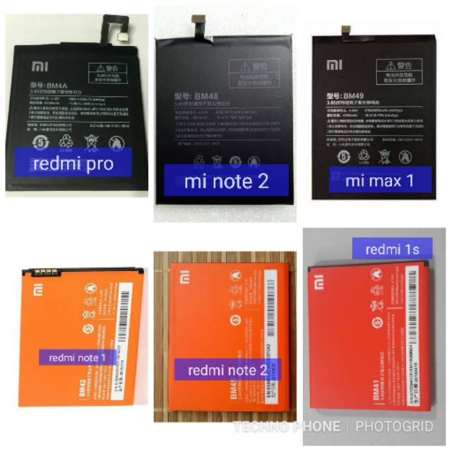 Baterai ori oem xiaomi xioami bm41 remdi 1s bm42 redmi note 1/2 bm45 bm48 bm49 bm4a redmi pro mi max