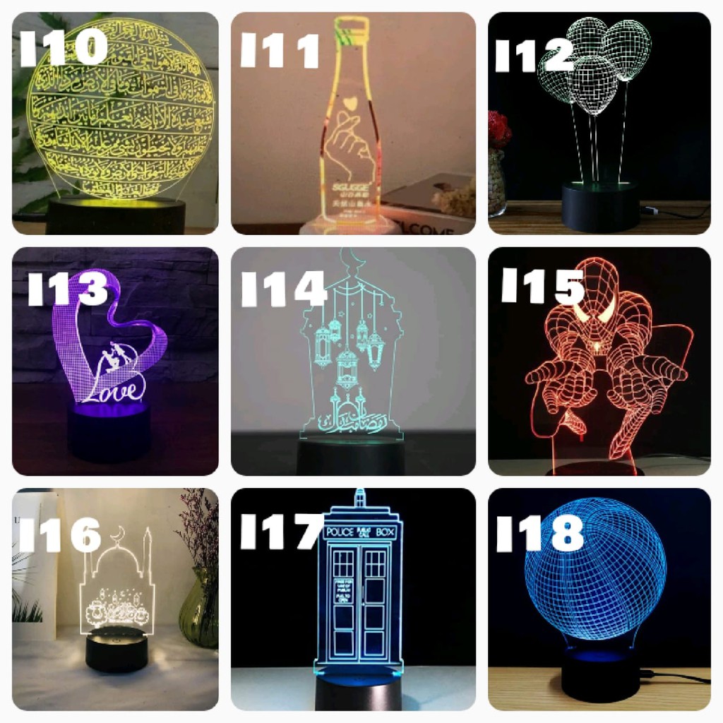 LAMPU HIAS LED 3D / LAMPU TIDUR HIAS DIMENSI