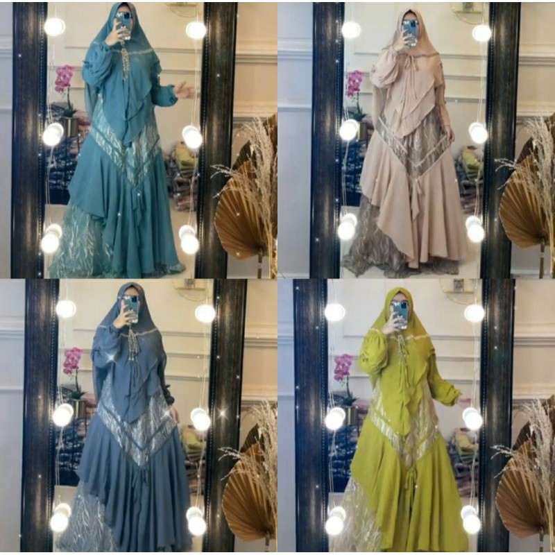 Elnaka 180_Gamis syari ceruty brukat premiun by elnaka