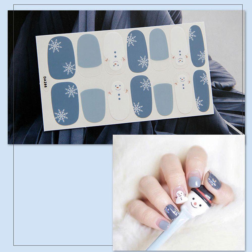 Solighter Stiker Kuku Tahan Air Alat Perlengkapan Manicure Santa Snowman Xmas Dekorasi Gaya Natal