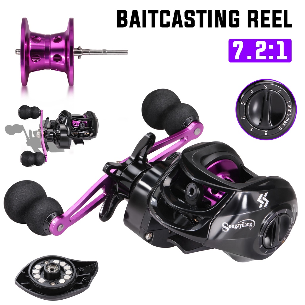 Sougayilang Gaya Baru Baitcasting Fishing Reel Pancing 18 + 1BB 7.2: 1 Rasio Gear Fishing Reel dengan EVA Handle Rill Pancing untuk Memancing Air Tawar