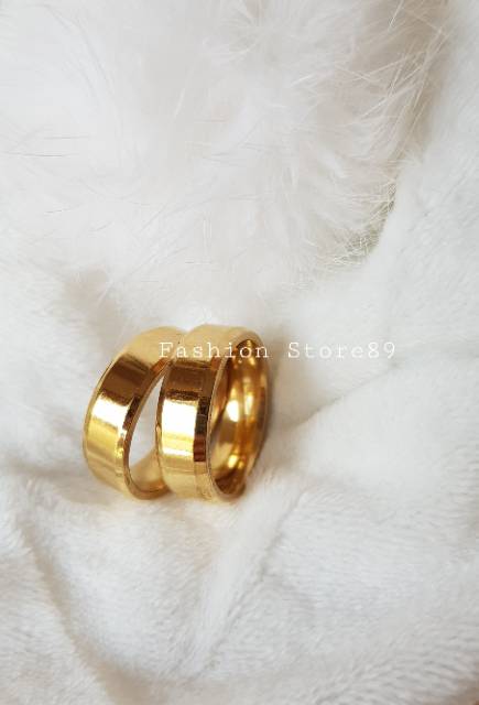 Cincin perhiasan nikah / tunangan halal titanium gold white import antikarat