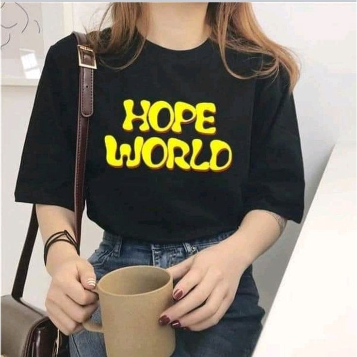 MYSTIQUE.ID-BAJU KAOS HOPE WORLD T-SHIRT LUCU DAN AESTHETIC