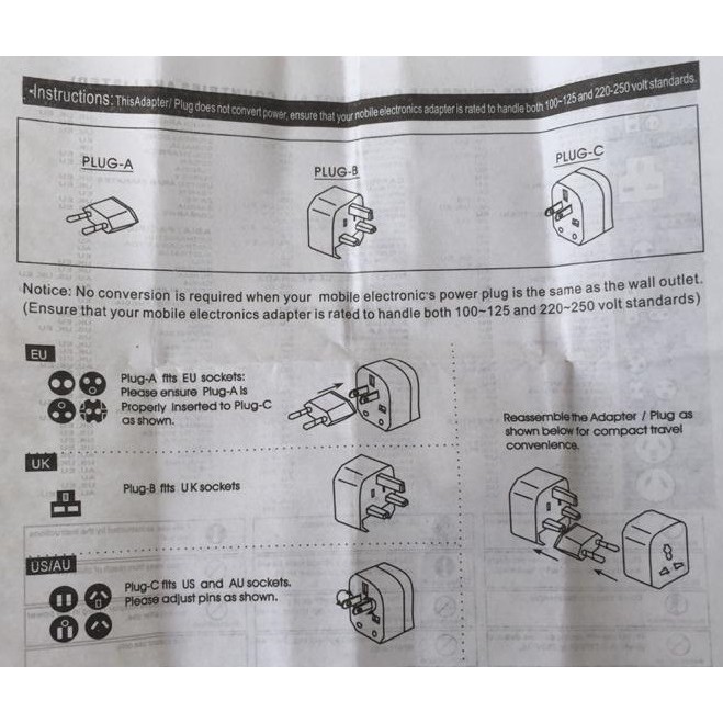 Multi country / universal conversion plug / adapter