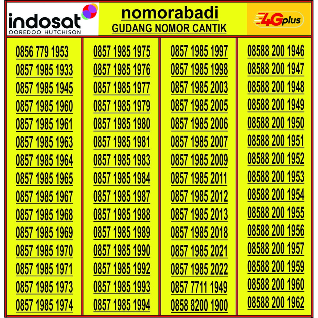 nomor cantik indosat tahun tahun