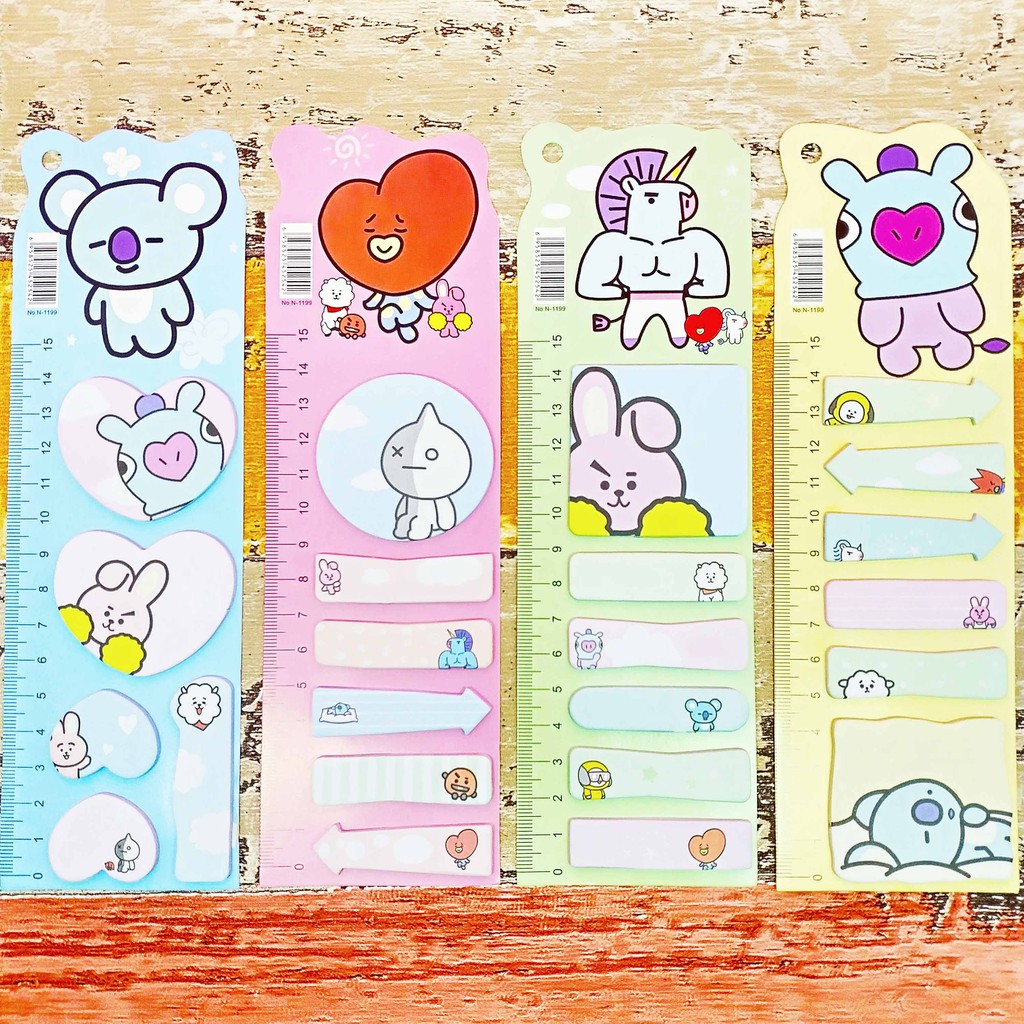 

PEMBATAS BUKU SET PENGGARIS BT21 BTS KARTUN LUCU / STICKY NOTE / PENANDA BUKU / BOOKMARK / POST IT